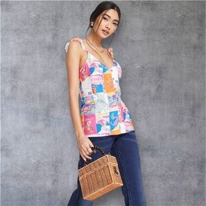 NEVER FULLY DRESSED Postcard Patterned Cami Top, Women, Size 12